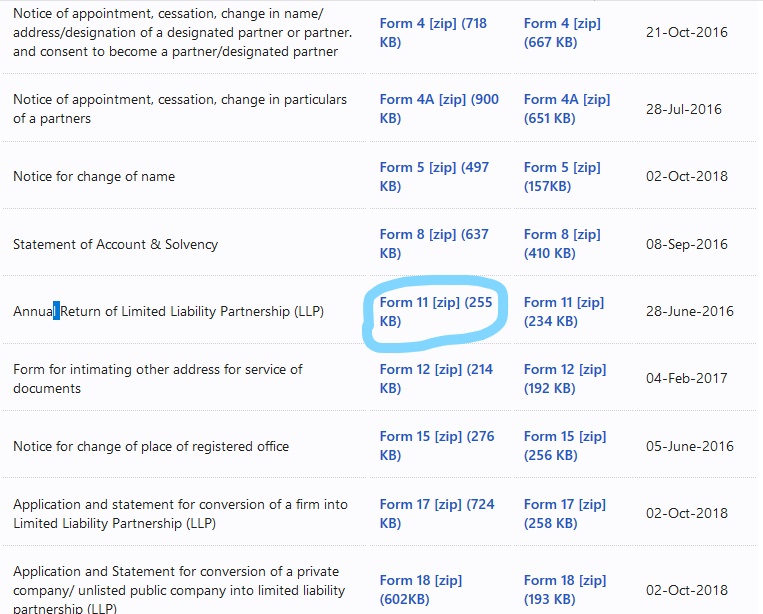 Form 11 filing