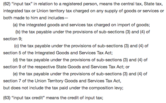 input tax credit as per cgst act