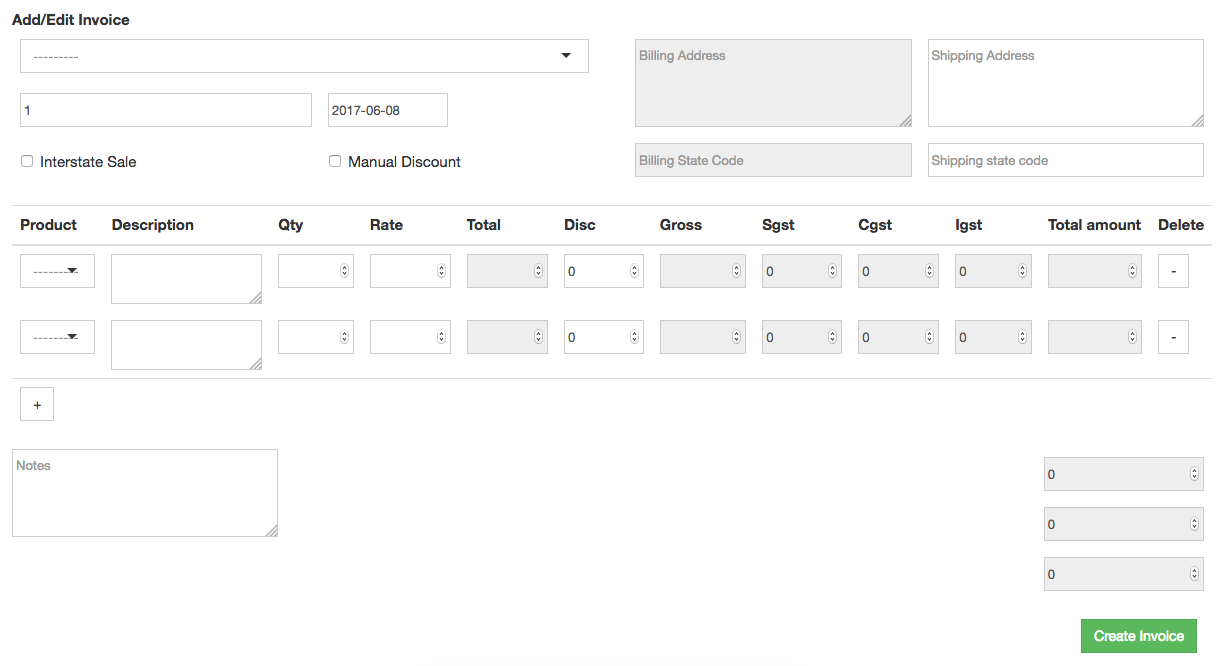 GST tax invoice form