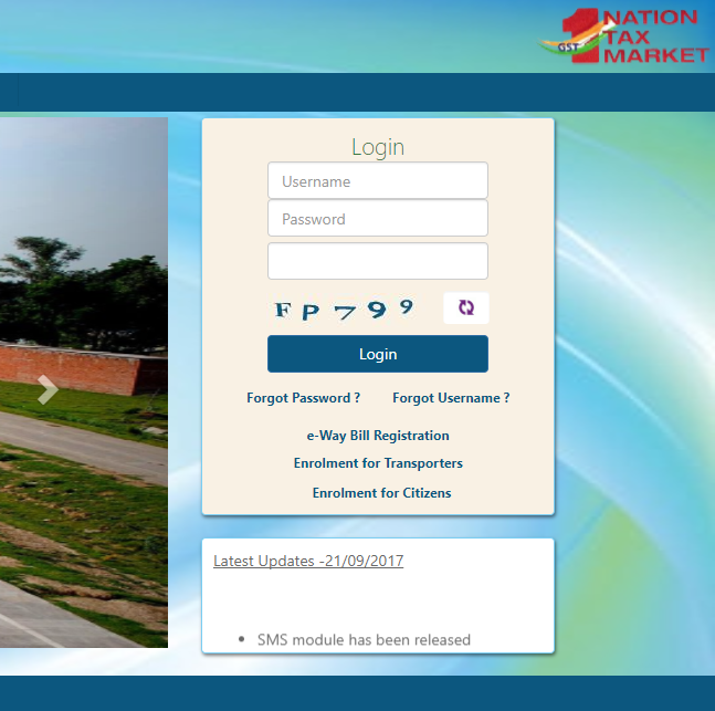 E-way bill Karnataka login screen