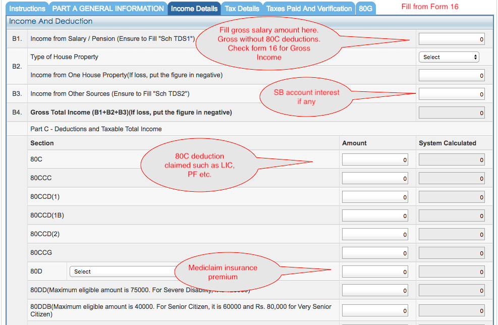 ITR-1 income details