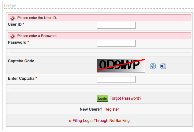 income tax login