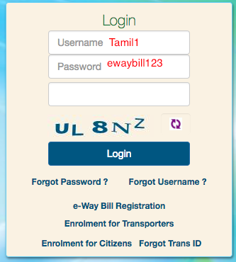 E-way bill trial login