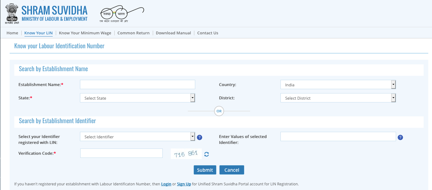 labour identification number (LIN)